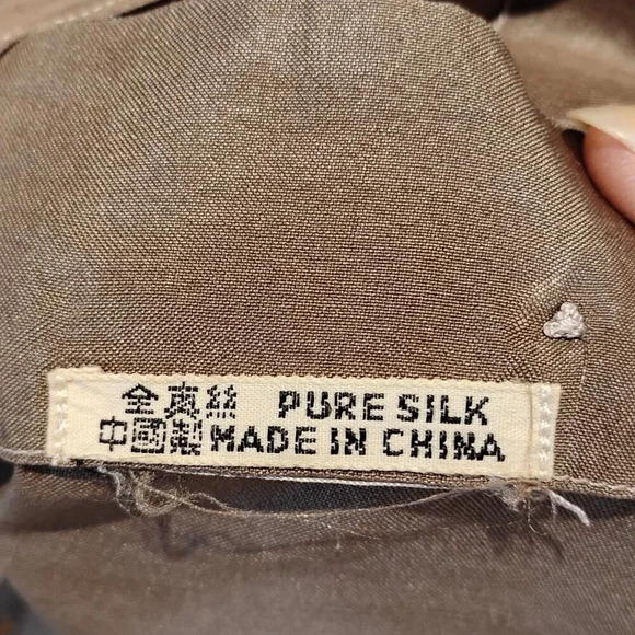 Pure Silk Women's Brown Long Sleeve Button Up Slippery Silk Blouse Size 34 - Picture 7 of 10